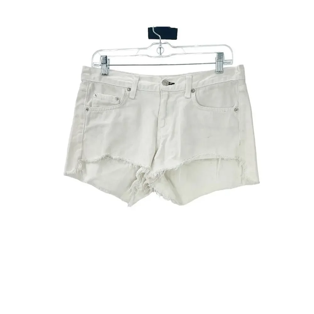 Rag & Bone Vintage Cut Off Jean Shorts Rigid Denim White Size 25 NWT